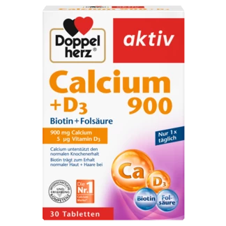 Abbildung der Produktverpackung Doppelherz aktiv Calcium 900 + D3 Frontansicht